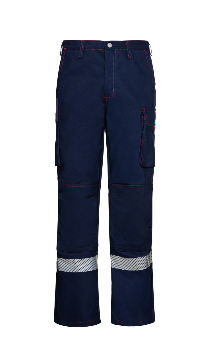 CWS Metaller: Trousers Darkblue/Red w. Reflective Stripes w. Kneepad Pockets view 2
