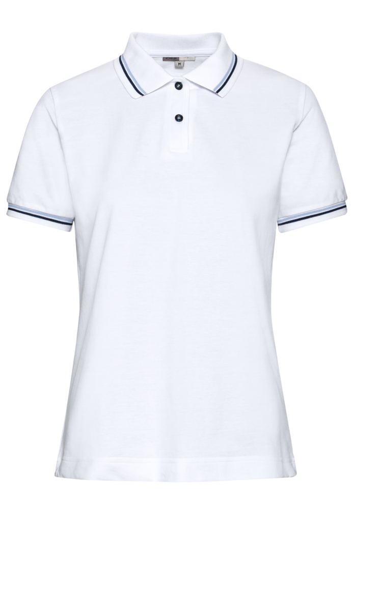 CWS Cotton Comfort: Poloshirt Ladies White/Darkblue Short Sleeves view 3
