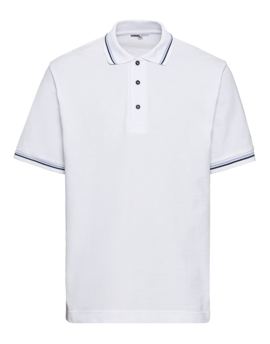 CWS Cotton Comfort: Poloshirt White/Darkblue Short Sleeves view 3