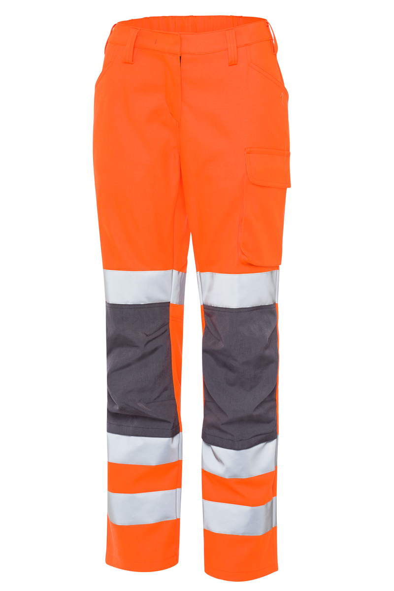 CWS Pro Line HighVis: Trousers Ladies High Vis Orange/Darkgrey w. Kneepad Pockets view 2