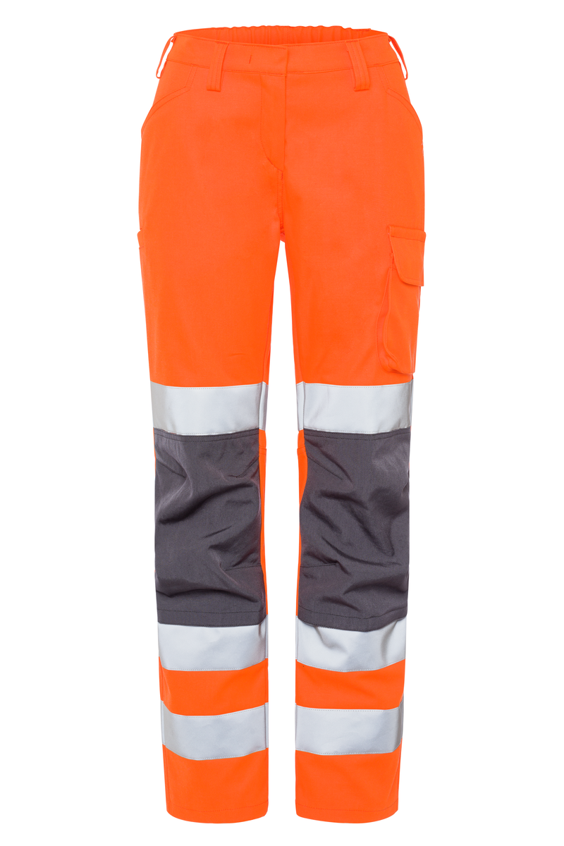 CWS Pro Line HighVis: Trousers Ladies High Vis Orange/Darkgrey w. Kneepad Pockets view 3