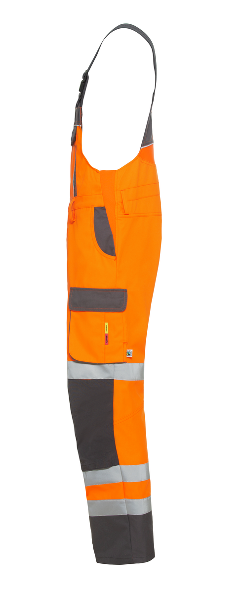 CWS Pro Line HighVis: hlačniki z visoko vidljivostjo v oranžni/temno sivi barvi, podloženi z žepi za kolenske blazinice view 4