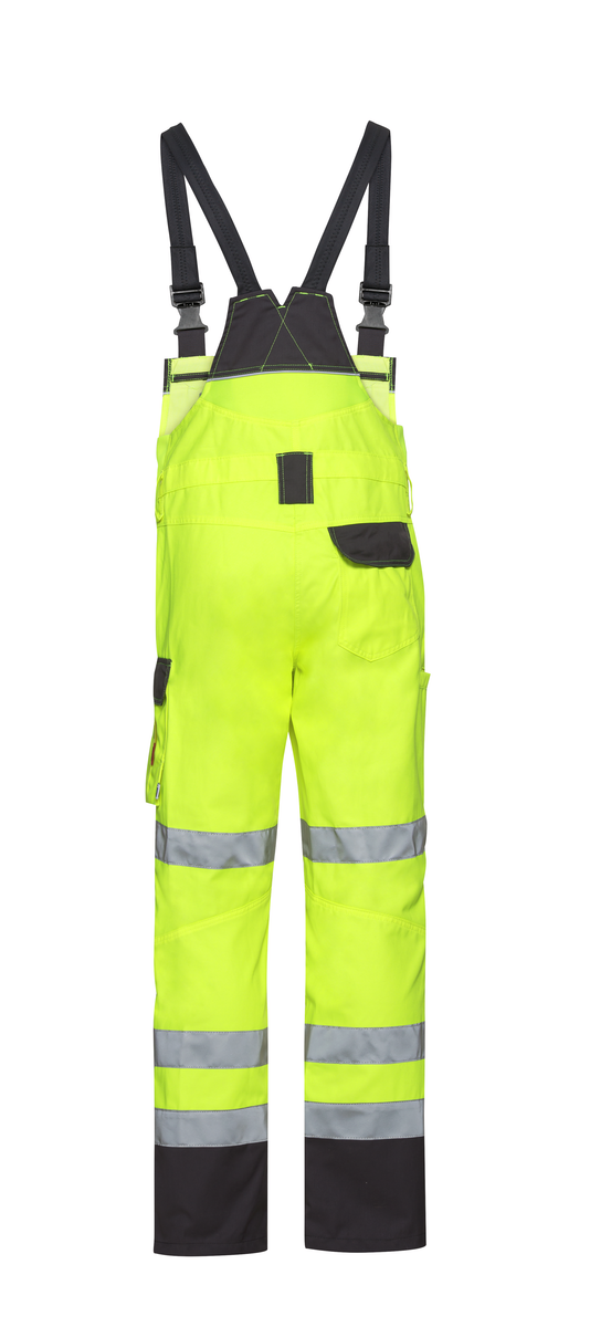 CWS Pro Line HighVis: Dungarees High Vis Yellow/Darkgrey w. Kneepad Pockets Lined view 3