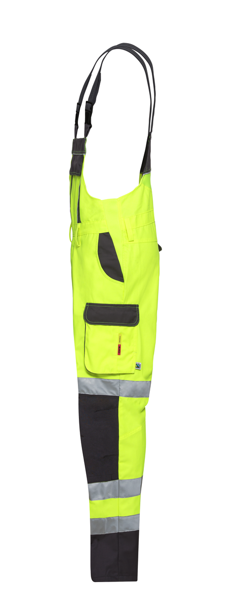 CWS Pro Line HighVis: Dungarees High Vis Yellow/Darkgrey w. Kneepad Pockets Lined view 4