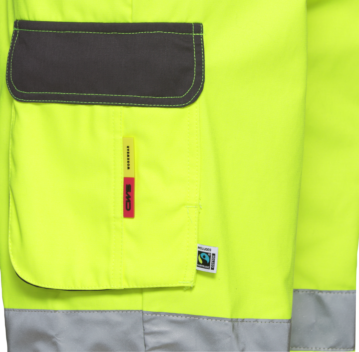 CWS Pro Line HighVis: Dungarees High Vis Yellow/Darkgrey w. Kneepad Pockets Lined view 5
