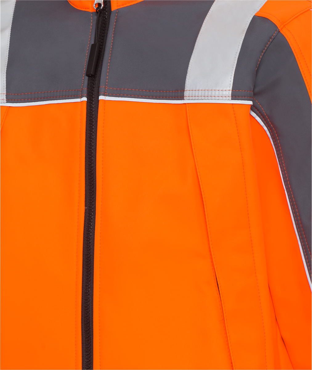 CWS Pro Line HighVis: Softshell Jacket High Vis Orange/Darkgrey view 7
