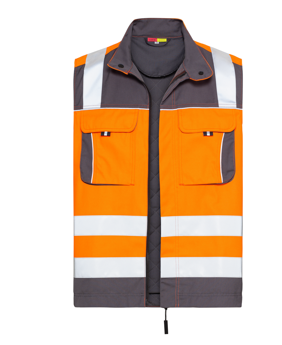 CWS Pro Line HighVis: Delovni telovnik z visoko vidljivostjo, oranžna/temno siva view 3