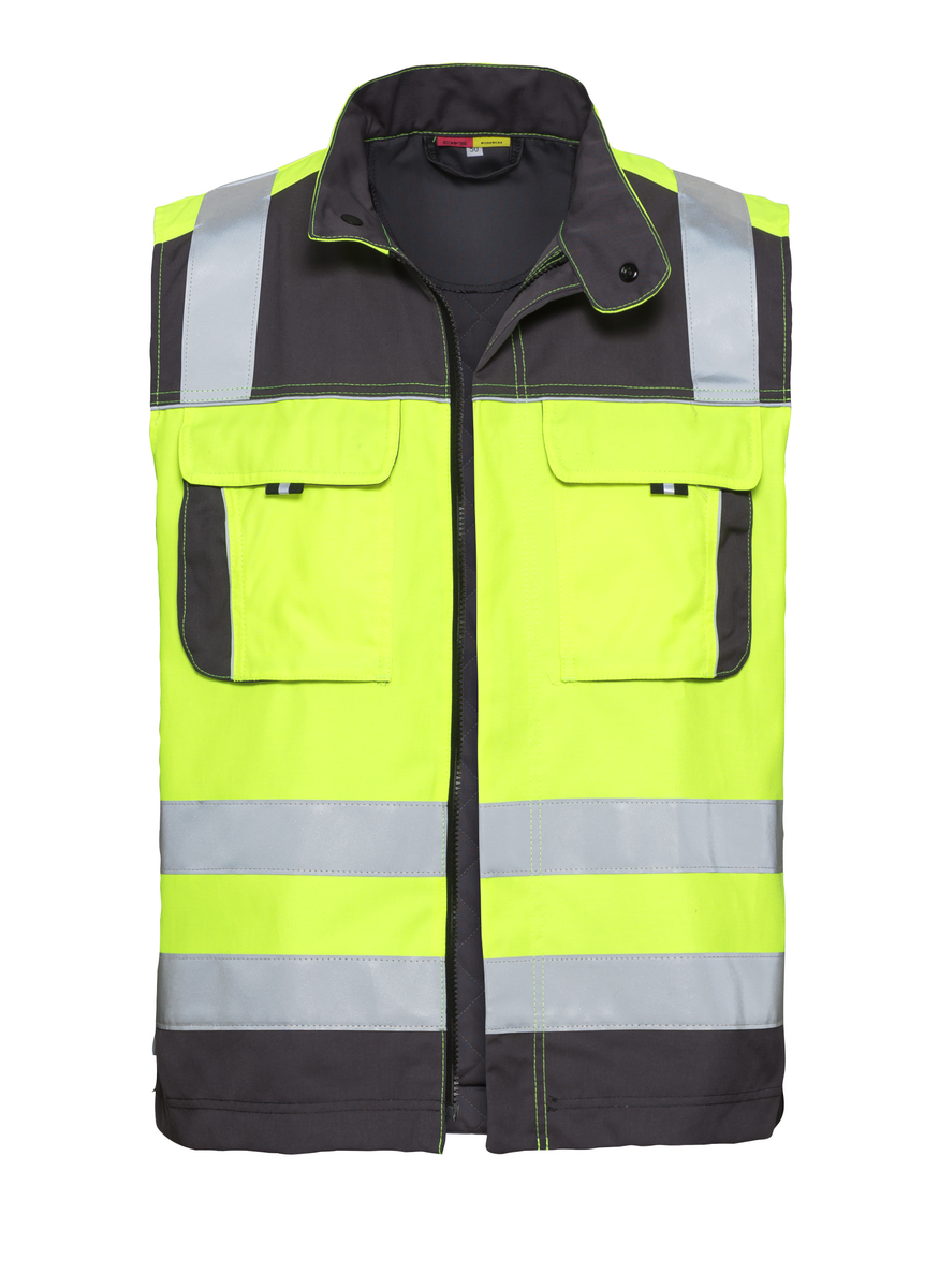 CWS Pro Line HighVis: Work Vest High Vis Yellow/Darkgrey Lined view 3