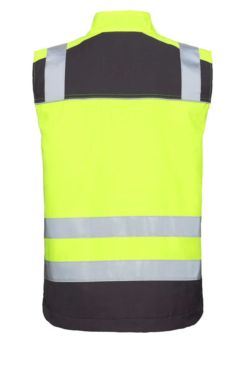 CWS Pro Line HighVis: Work Vest High Vis Yellow/Darkgrey Lined view 4