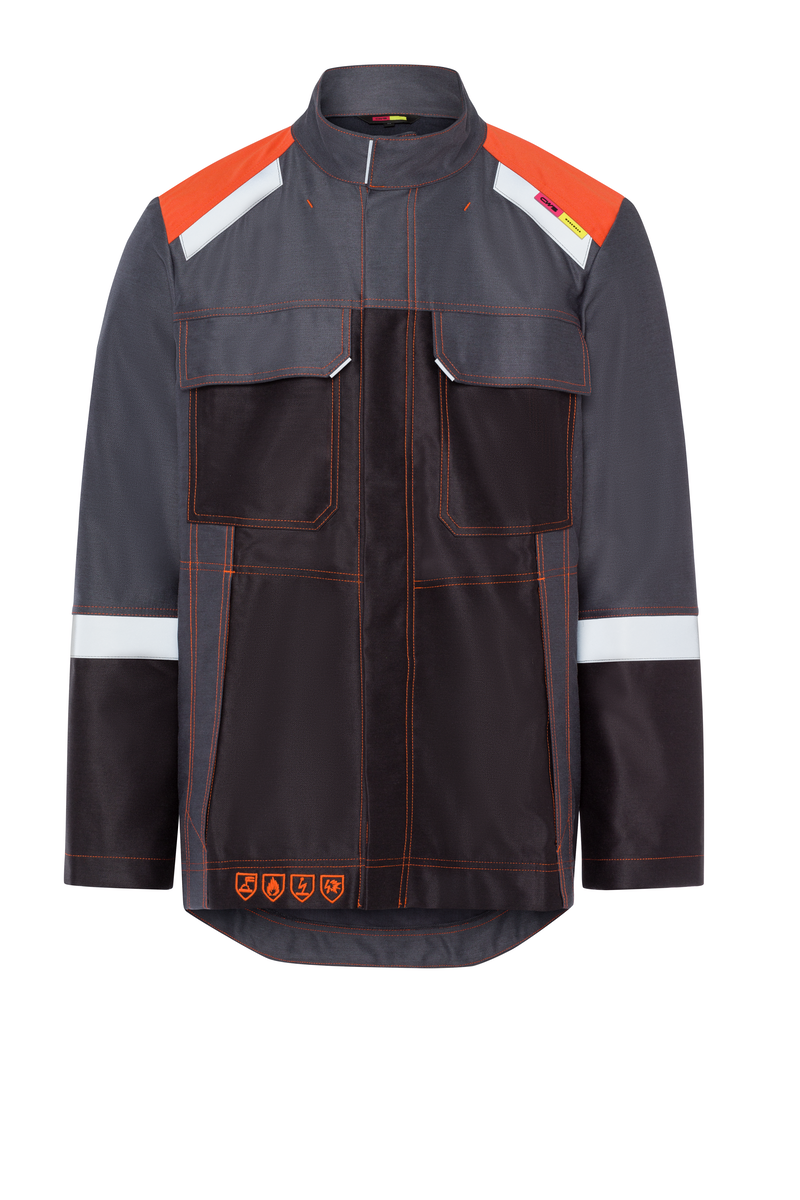 CWS Xtra Liquid Metal: Work Jacket Darkgrey/Orange w. Reflective Stripes view 3