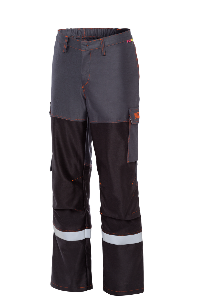 CWS Xtra Liquid Metal: Trousers Darkgrey/Orange w. Reflective Stripes w. Kneepad Pockets view 2