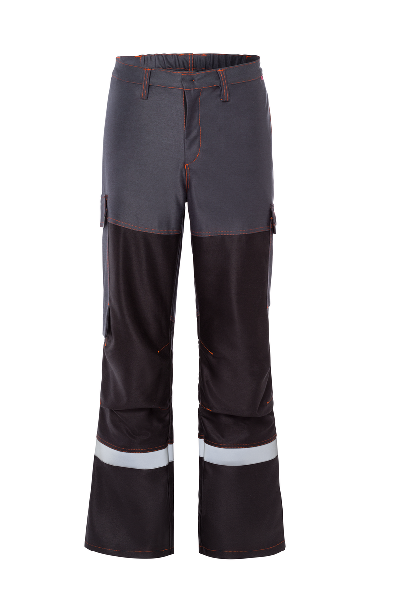 CWS Xtra Liquid Metal: Trousers Darkgrey/Orange w. Reflective Stripes w. Kneepad Pockets view 3