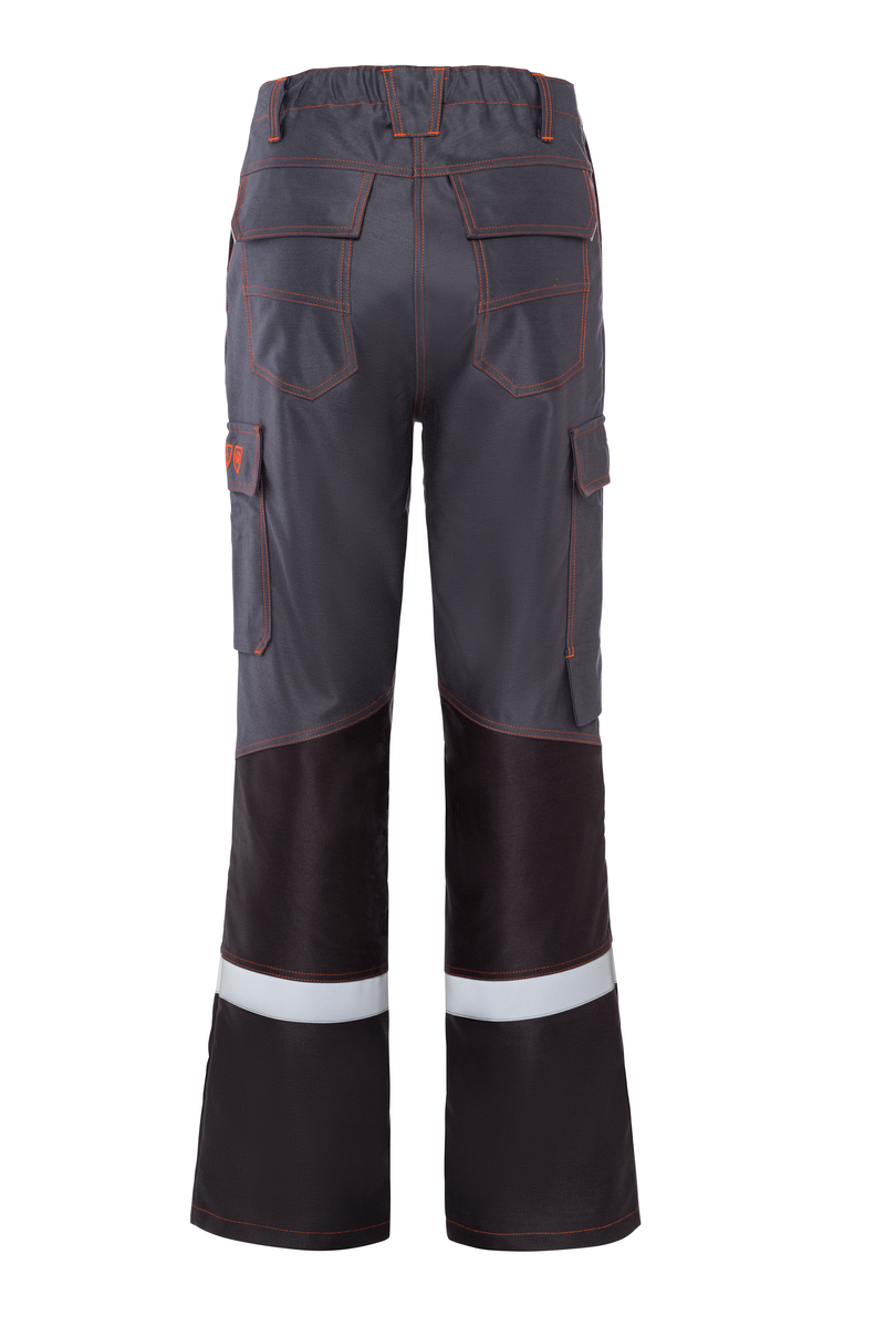 CWS Xtra Liquid Metal: Trousers Darkgrey/Orange w. Reflective Stripes w. Kneepad Pockets view 4
