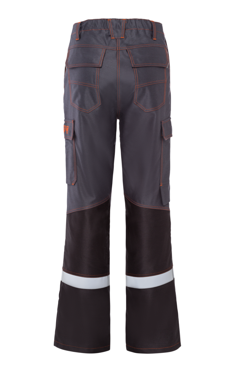 CWS Xtra Liquid Metal: Trousers Darkgrey/Orange w. Reflective Stripes w. Kneepad Pockets view 7