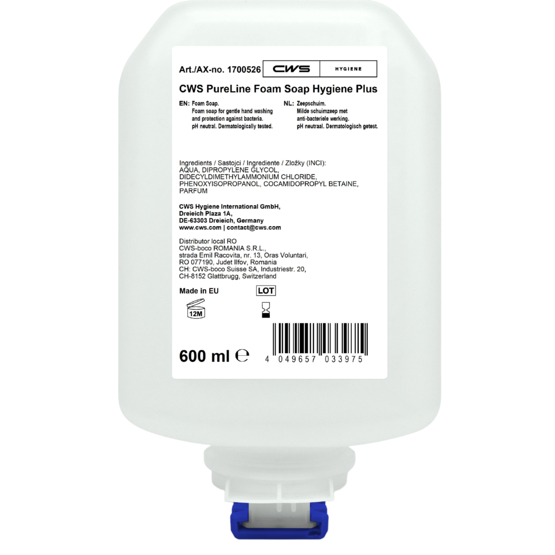 PureLine Hygiene Plus Foam Soap 600ml CWS