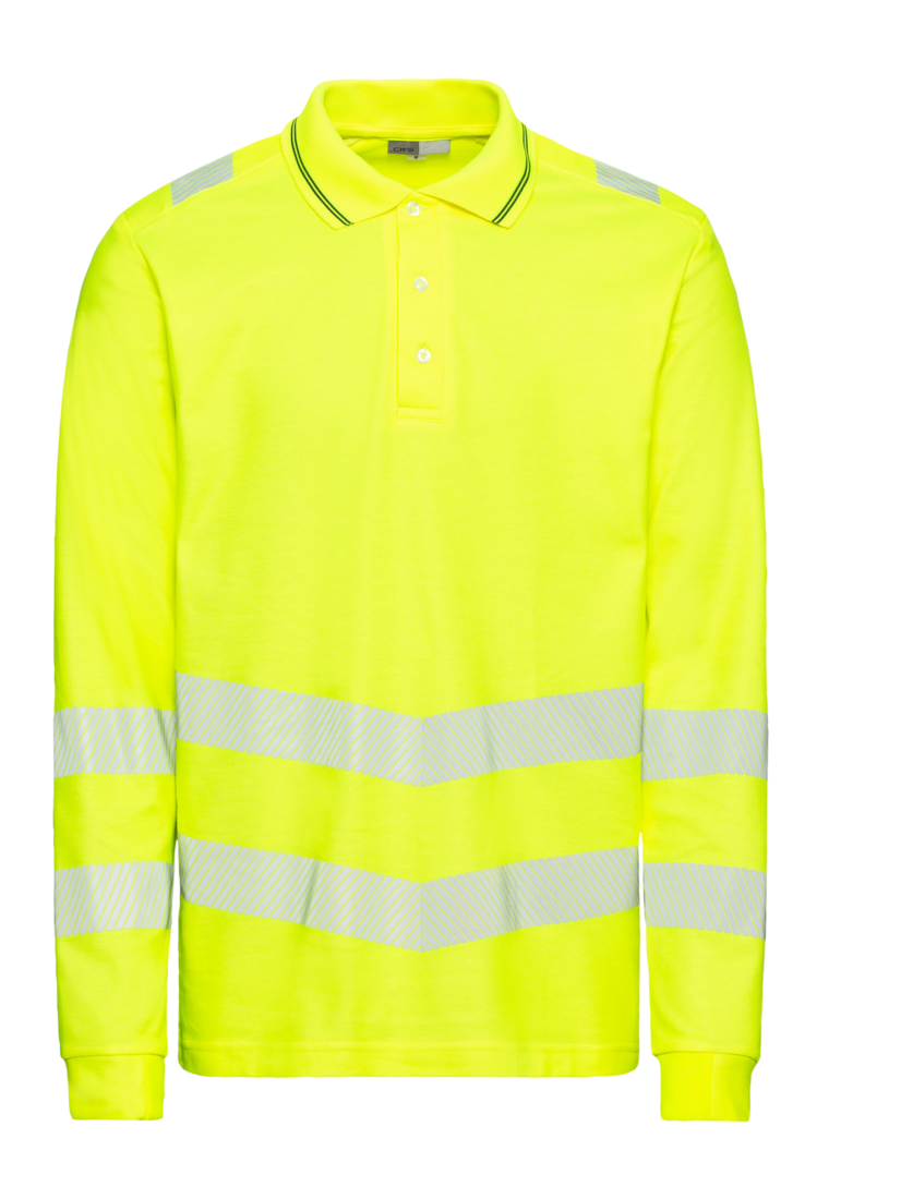 CWS Core HighVis: Poloshirt High Vis Yellow Long Sleeves w. Reflective  Stripes
